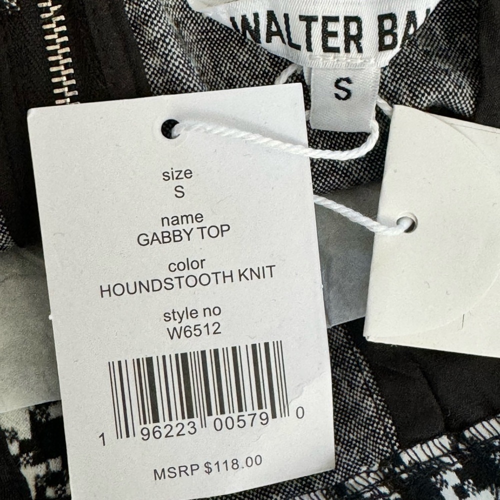 Walter Baker Houndstooth Bandeau Cropped Top black white size S NWT $118 - Picture 11 of 11